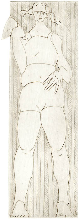 Agnes Keil, woman with trowel, 6,5 x 17,5cm, 2001